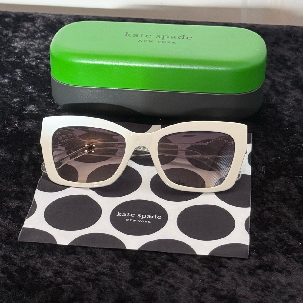 New Kate Spade Valeria Women's White Cat-Eye Sunglasses